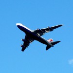 BA Jumbo flying low over Windsor