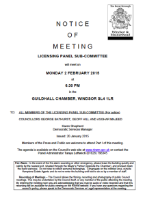 LICENSING PANEL SUB-COMMITTEE 3 FEB 2015